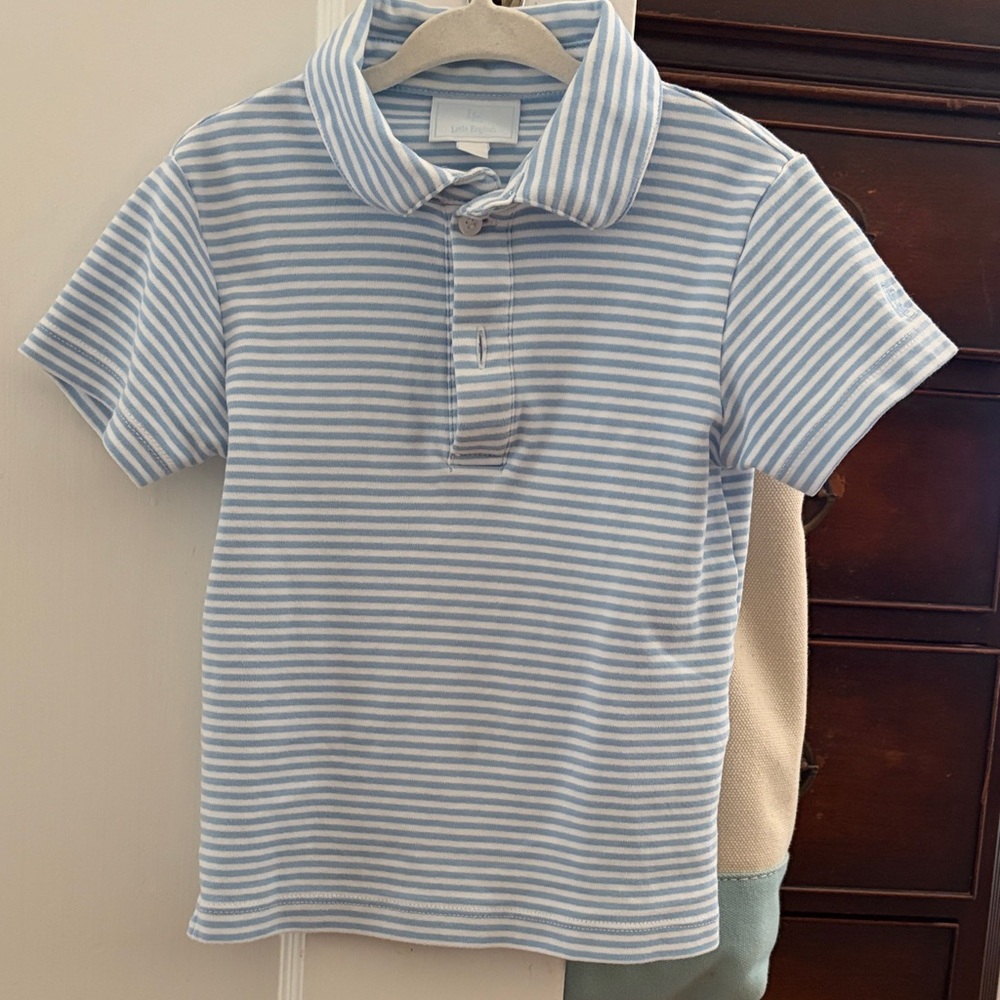 Little English Light Blue Striped Polo